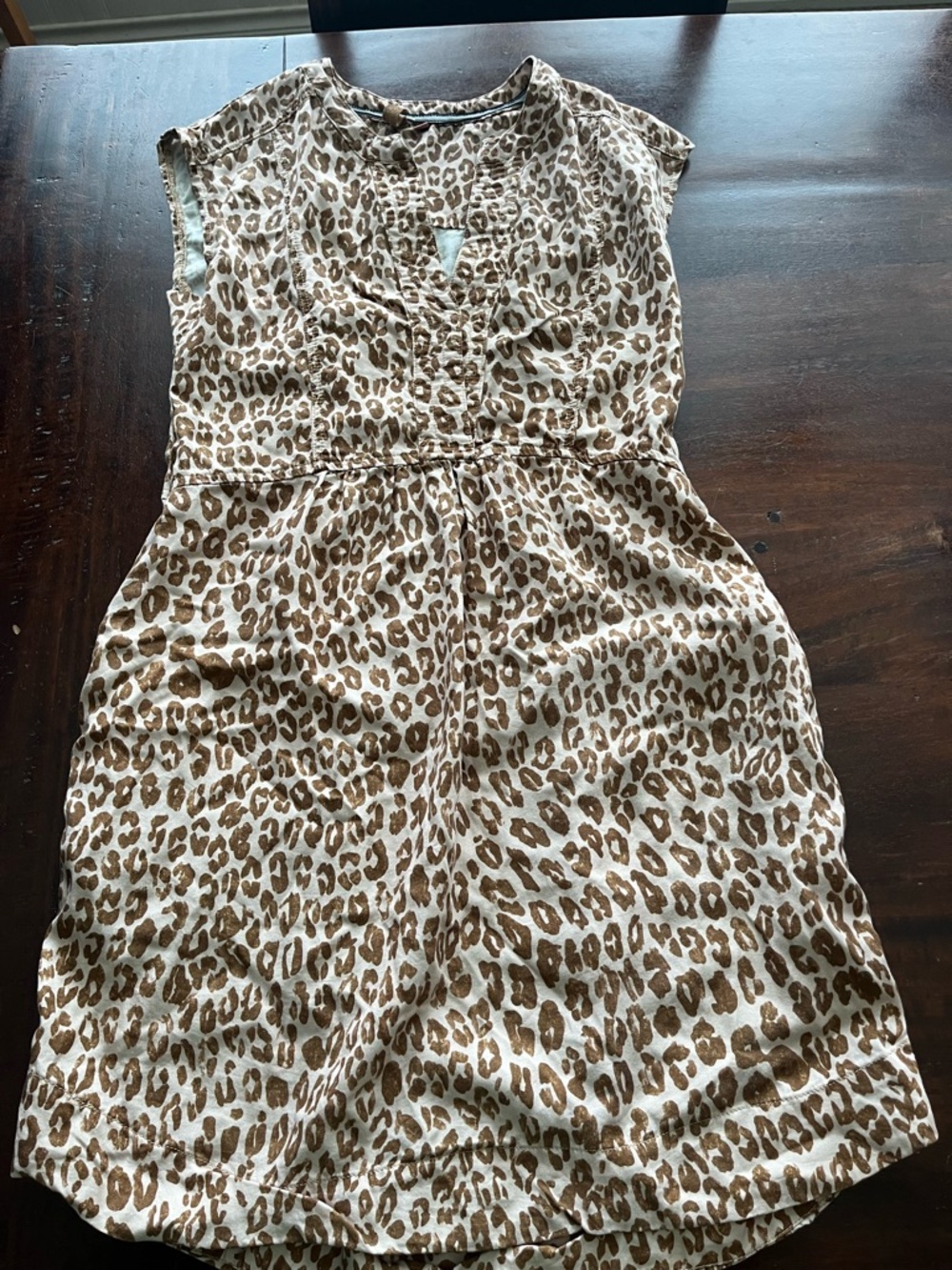 Pilcro Beige and Brown Leopard Print Sleeveless Dress